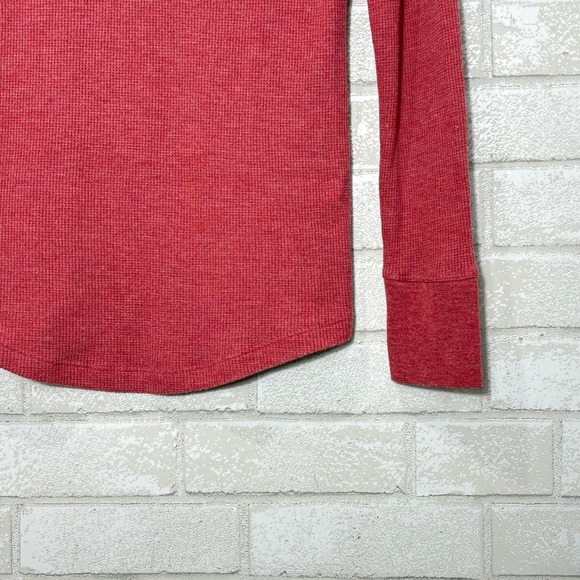 Womens Y2K Red Thermal‎ Henley Top Small Bella Elena Fitted Long Sleeve Preppy - Picture 4 of 9